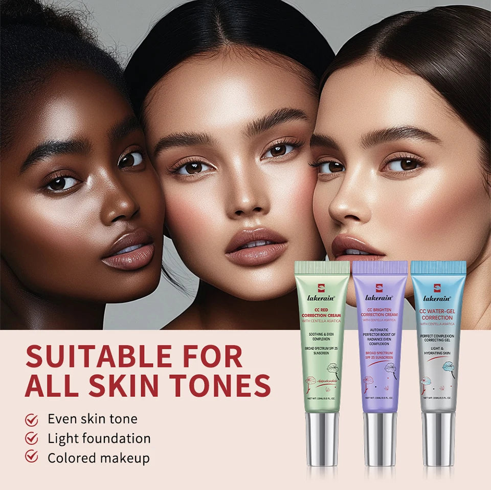 3pcs CC Cream Color Changing Liquid Foundation Centella Korean High Coverage Foundation Foundation Cream for Face Base Makeup