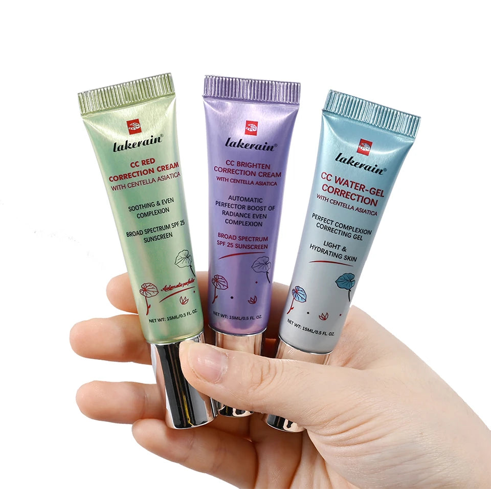 3pcs CC Cream Color Changing Liquid Foundation Centella Korean High Coverage Foundation Foundation Cream for Face Base Makeup