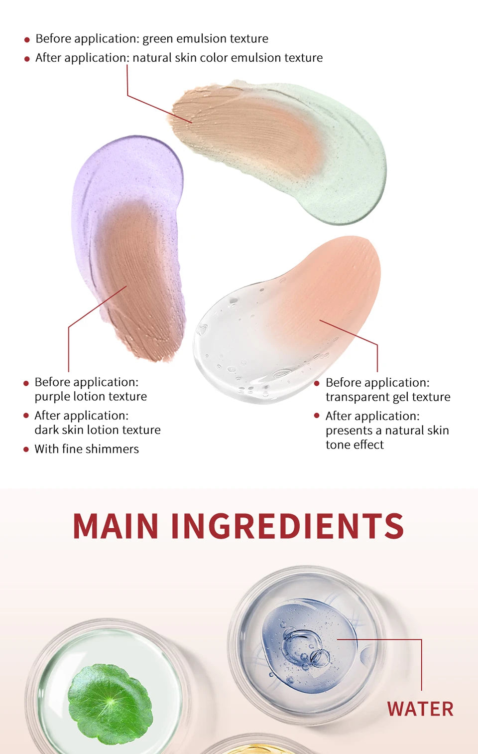 3pcs CC Cream Color Changing Liquid Foundation Centella Korean High Coverage Foundation Foundation Cream for Face Base Makeup